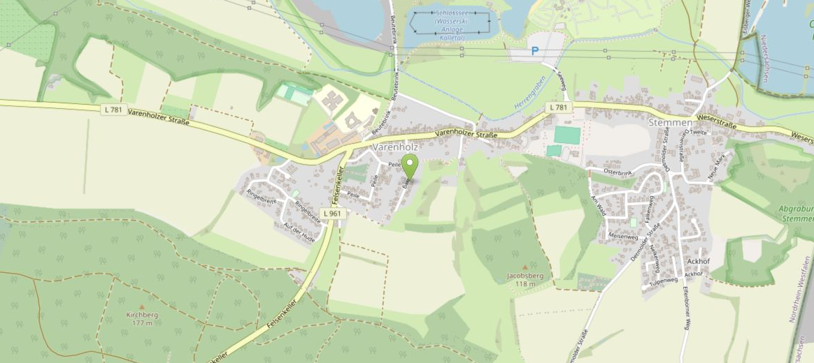 Karte von Varenholz mit markiertem Standort von Vision C am Doktorweg 11